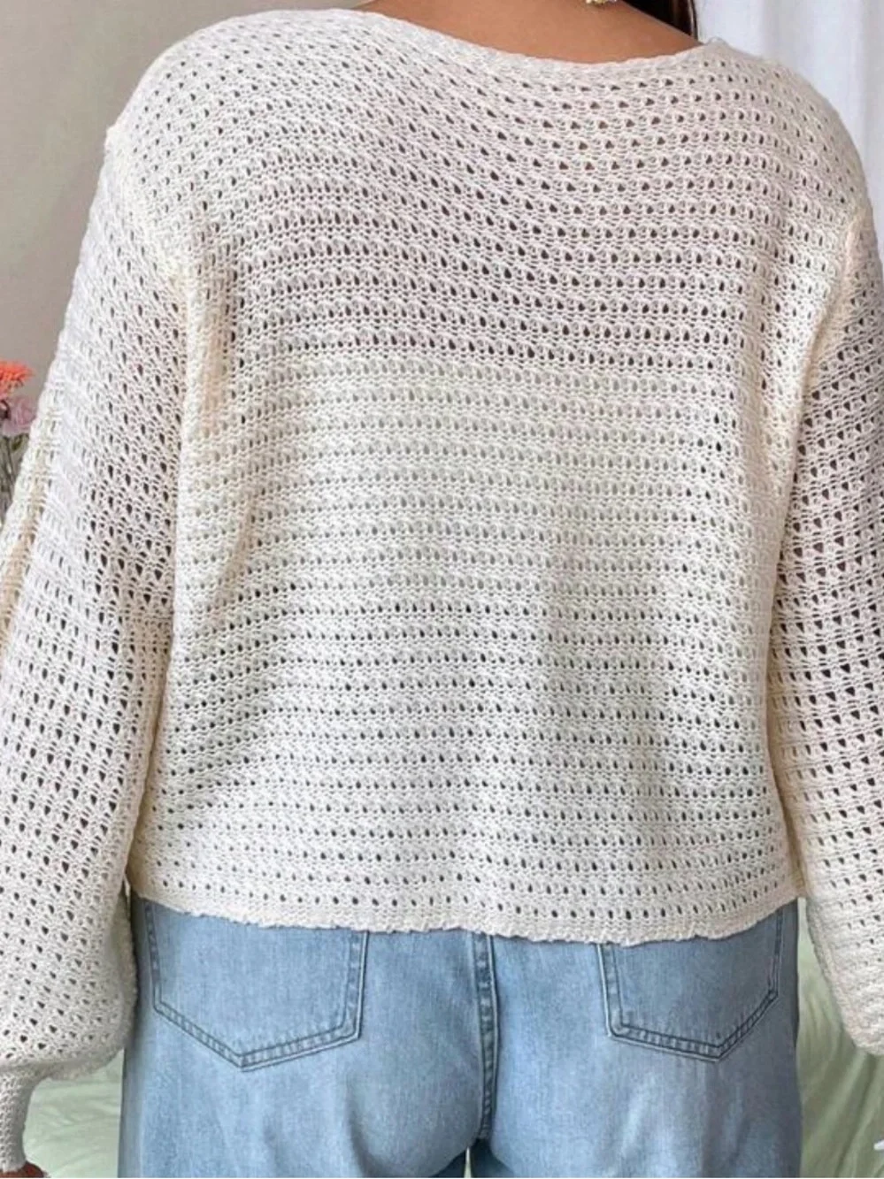 SHEIN Flirla Plus Tie Front Lantern Sleeve Cardigan - Picture 2 of 8